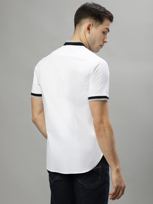 Iconic White Fashion Logo Slim Fit Shirt