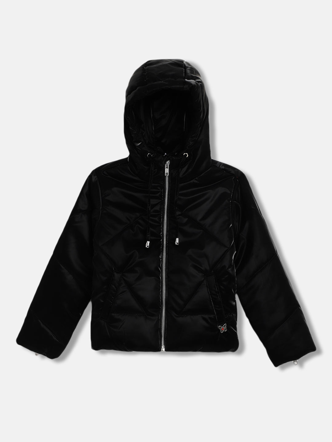 Blue Giraffe Girls Solid Full Sleeves Hooded Jacket