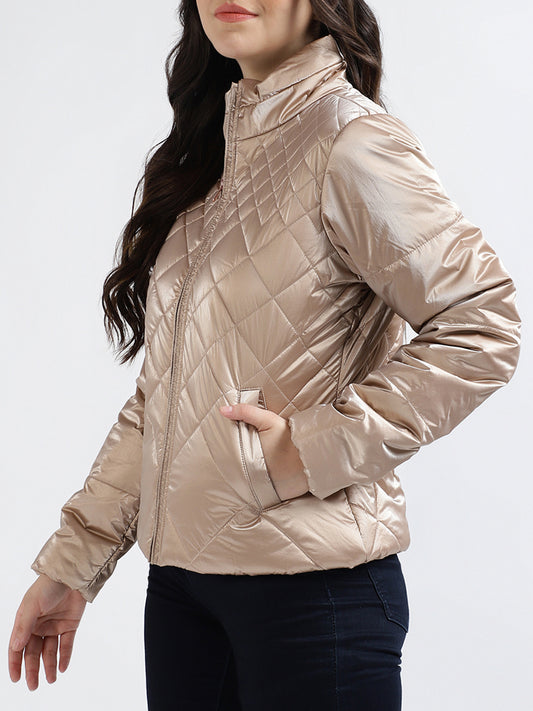 Centre Stage Women Solid Stand Collar Full Sleeves Jacket
