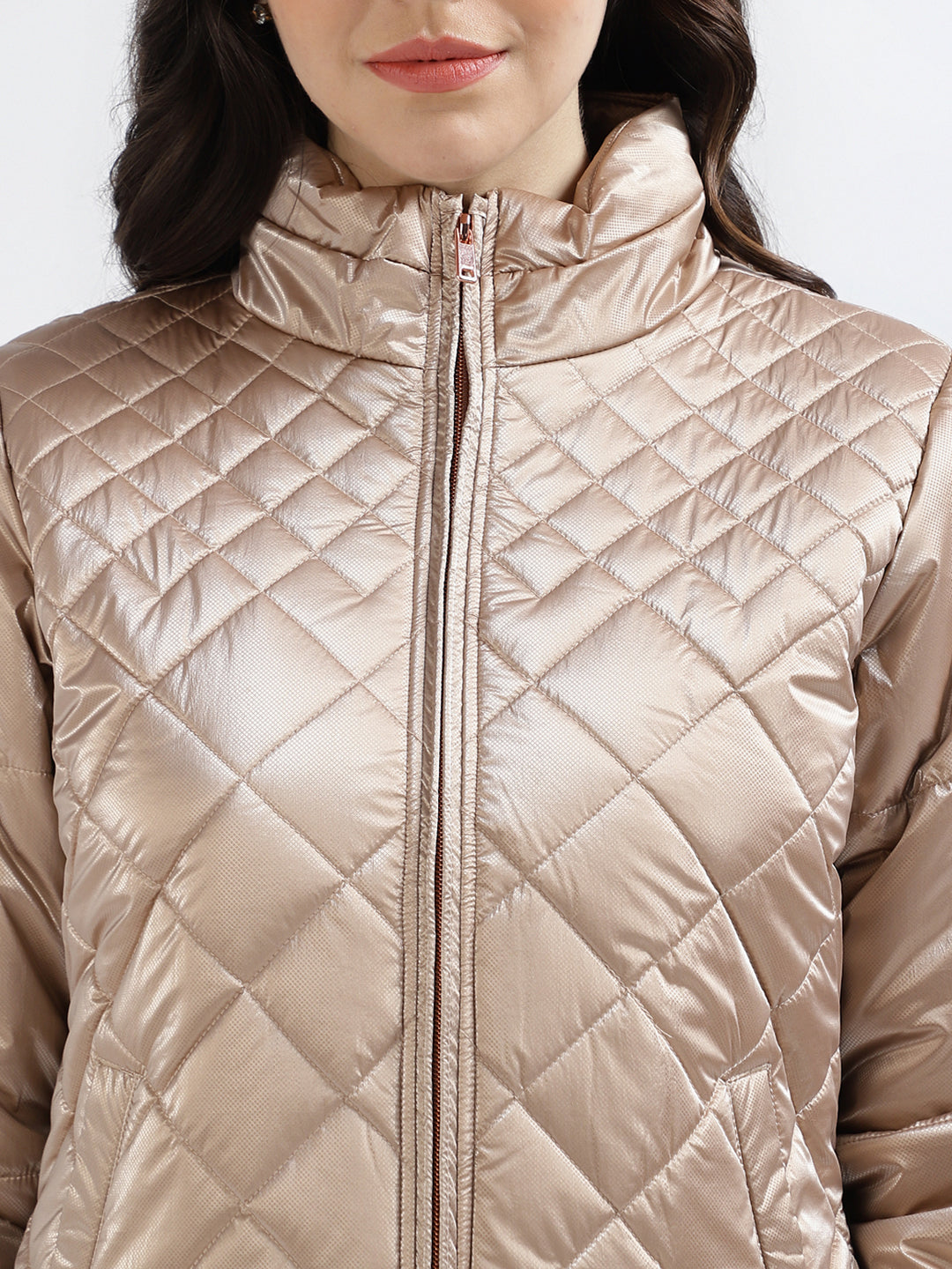 Centre Stage Women Solid Stand Collar Full Sleeves Jacket