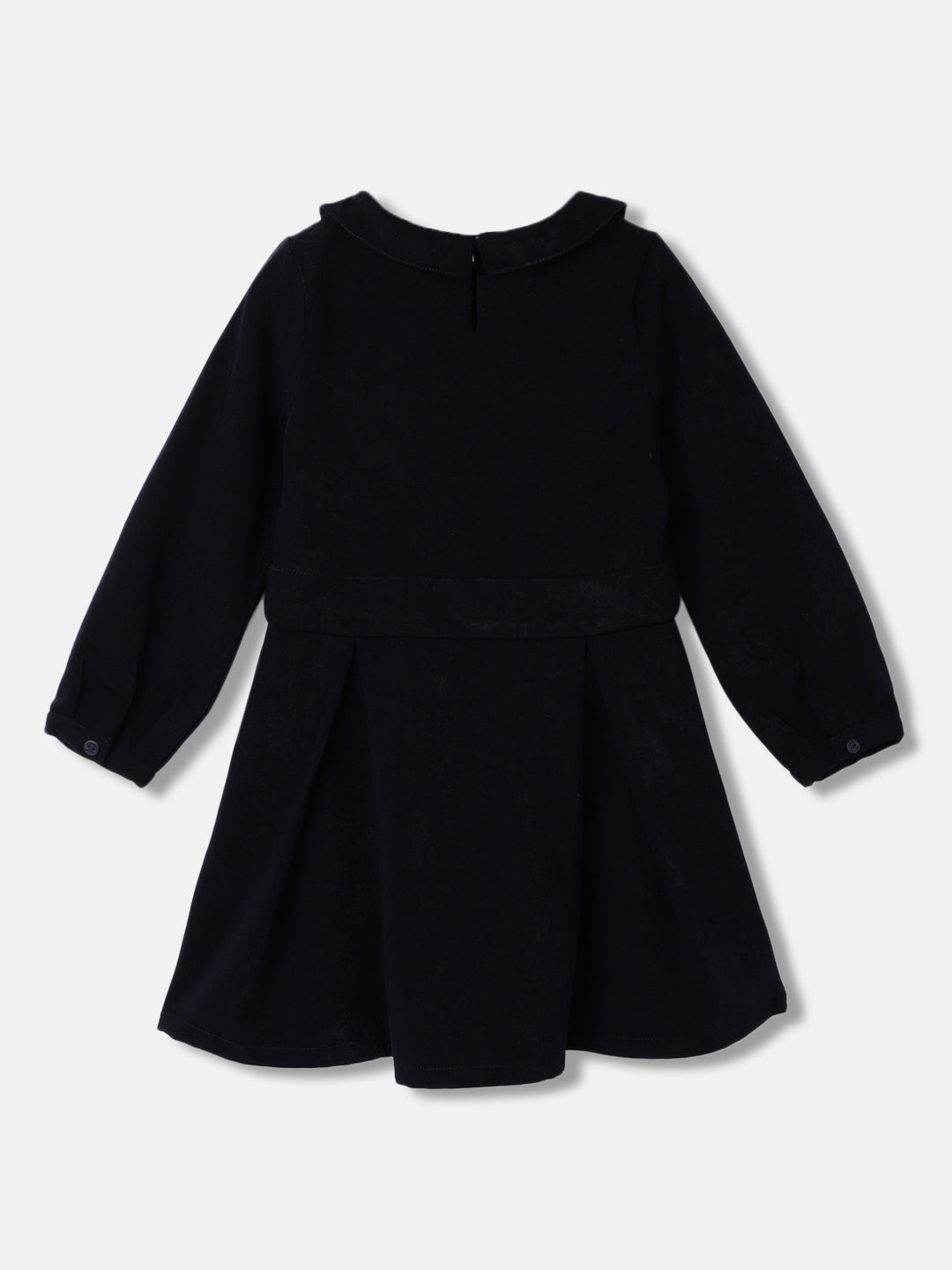 Elle Girls Solid Full Sleeves Peter Pan Collar Dress