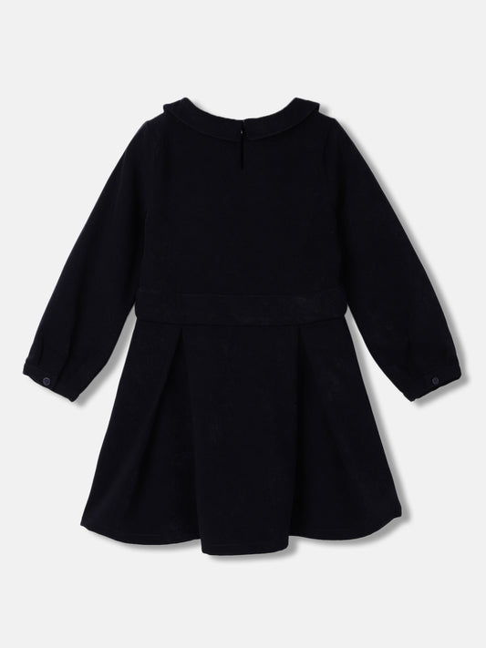 Elle Girls Solid Full Sleeves Peter Pan Collar Dress