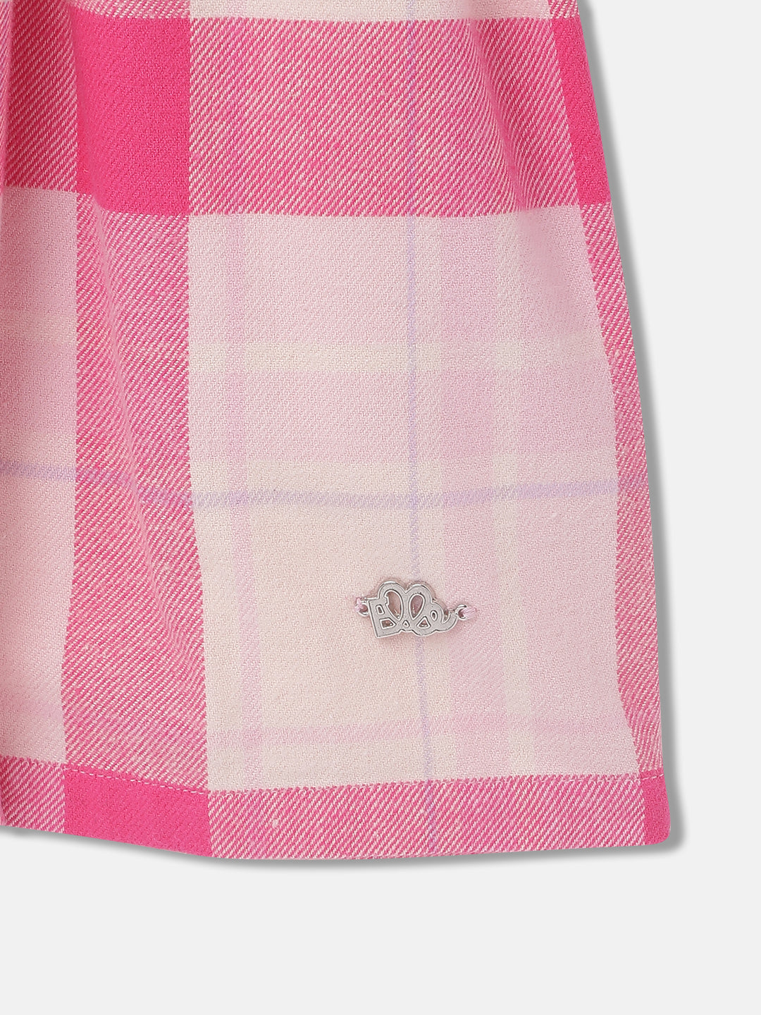 Elle Girls Checked Full Sleeves Band Collar Dress