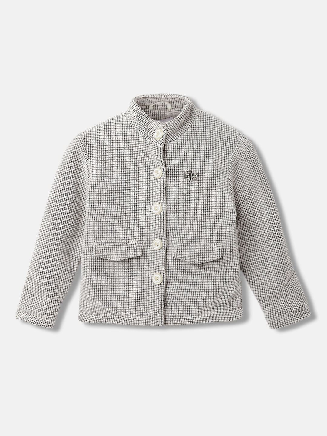 Elle Girls Checked Full Sleeves Round Neck Blazer