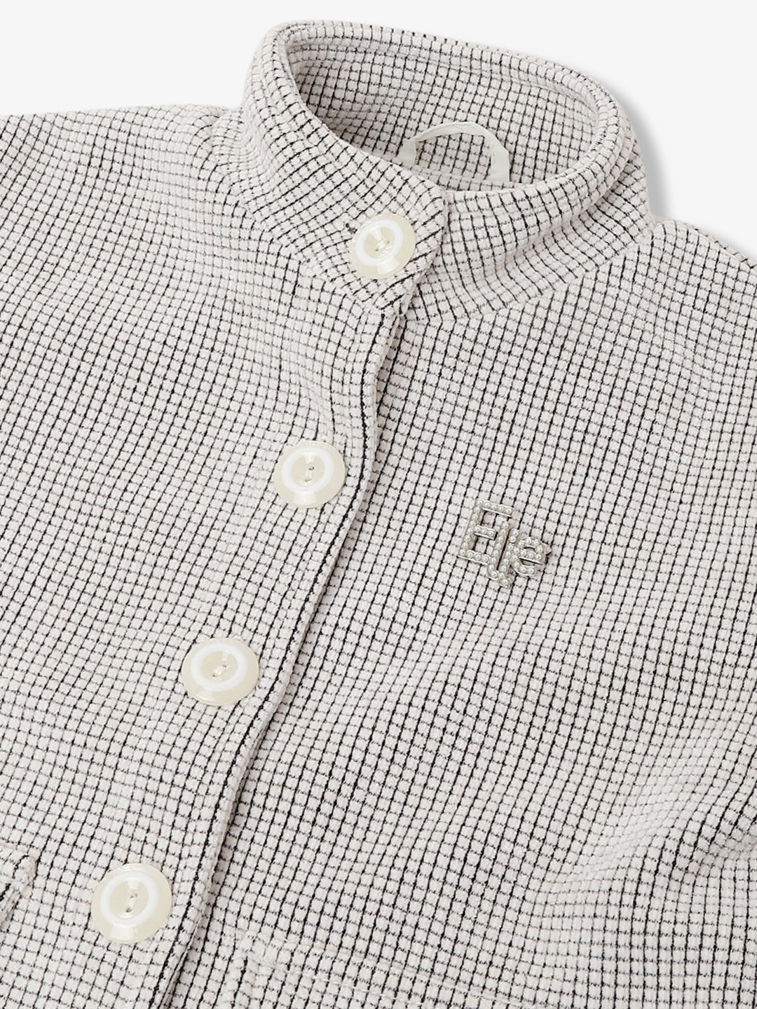 Elle Girls Checked Full Sleeves Round Neck Blazer