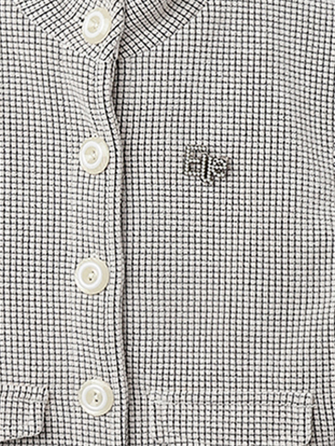 Elle Girls Checked Full Sleeves Round Neck Blazer