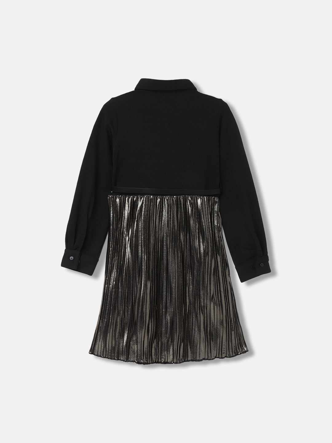 Elle Girls Solid Shirt Collar Full Sleeves Dress