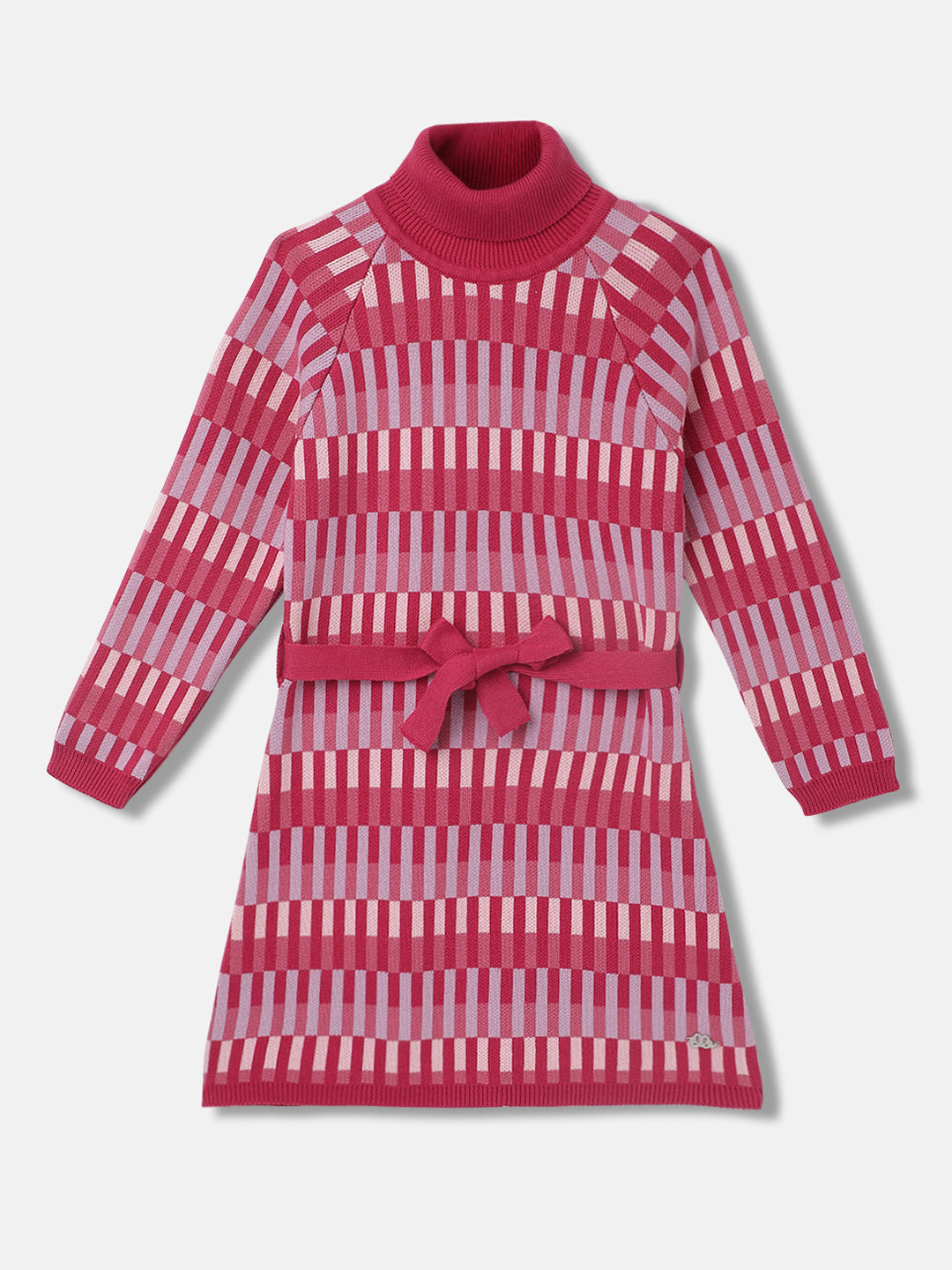 Elle Girls Printed Full Sleeves Turtle Neck Dress