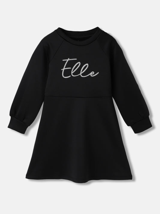 Elle Girls Solid Full Sleeves Round Neck Dress
