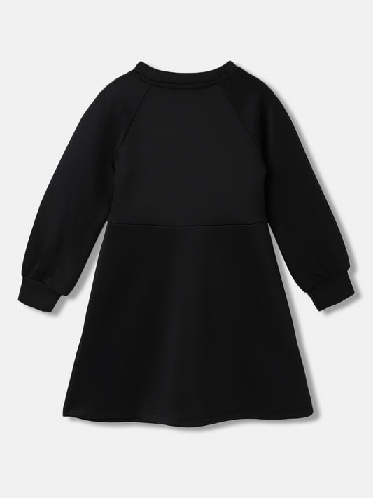 Elle Girls Solid Full Sleeves Round Neck Dress