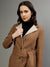 Elle Women Solid Notched Lapel Full Sleeves Overcoat