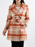 Elle Women Checked Full Sleeves Notched Lapel Overcoat