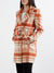 Elle Women Checked Full Sleeves Notched Lapel Overcoat
