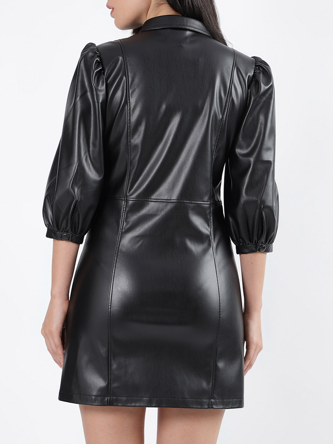 Elle Women Solid Collar 3/4th Sleeves Dress