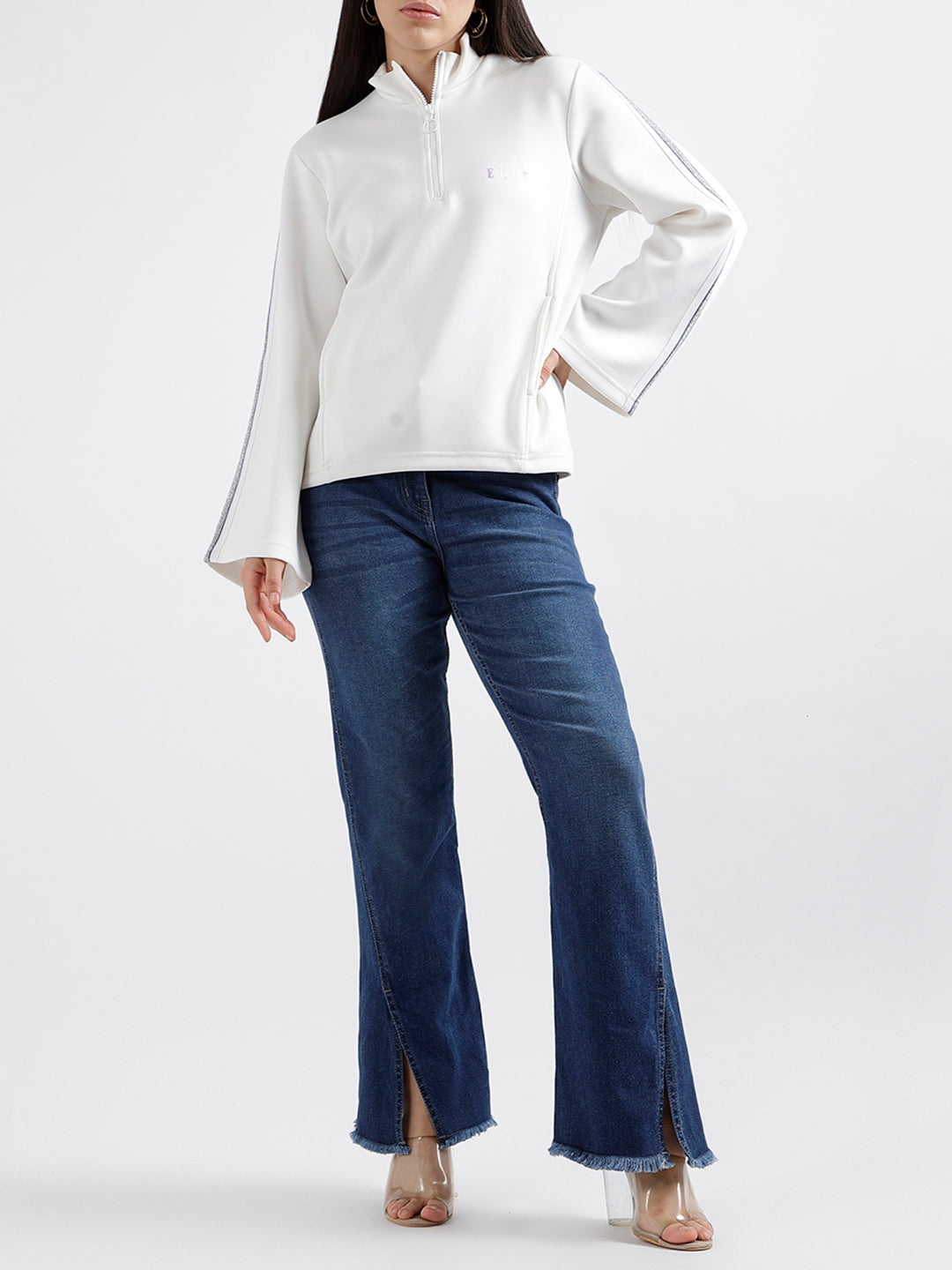 Elle Women Solid Flared Jeans