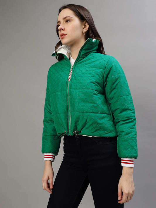 Elle Women Solid Collar Neck Full Sleeves Reversible Jacket