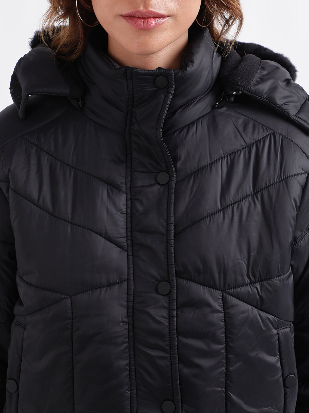 Elle Women Solid Full Sleeves High Neck Jacket