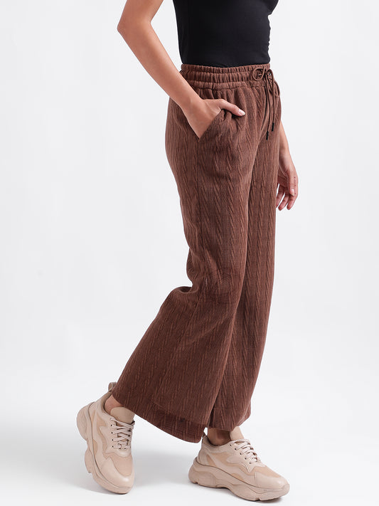 Elle Women Brown Solid Relaxed Fit Sweatpant