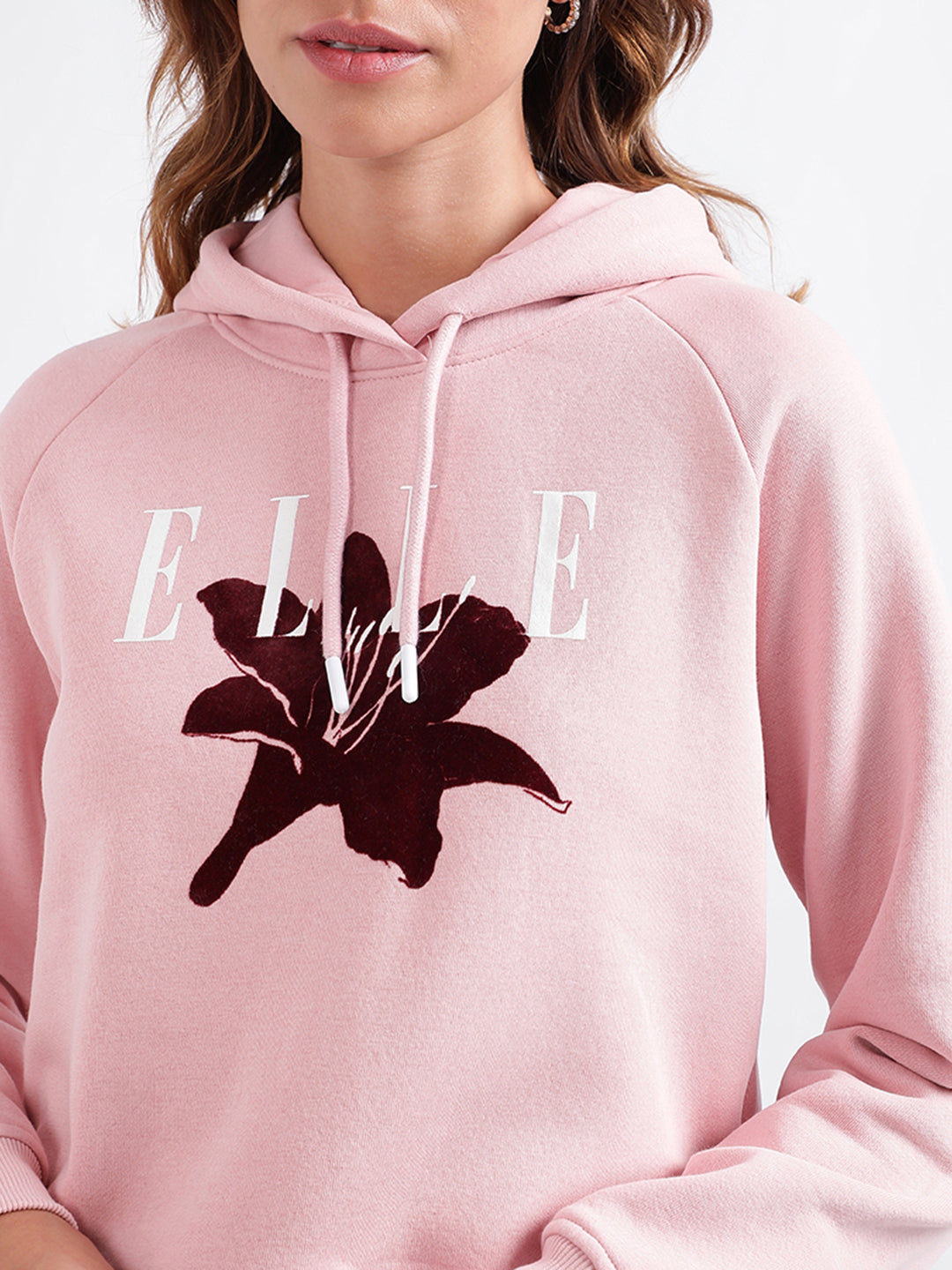 Elle Women Solid Full Sleeves Hooded Sweatshirt