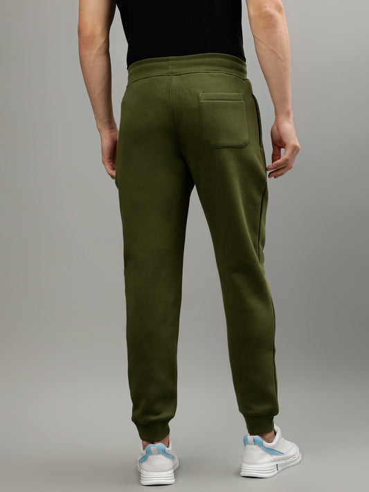 Iconic Men Green Solid Regular Fit Joggers Trackpants