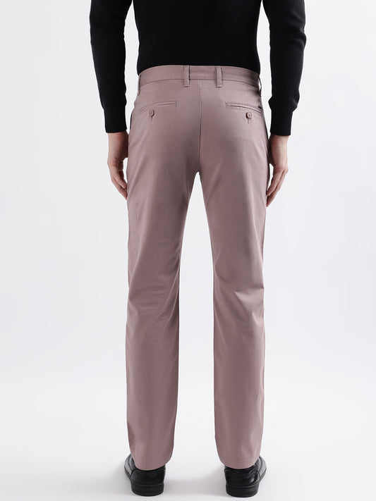 Iconic Men Pink Solid Slim Fit Trouser