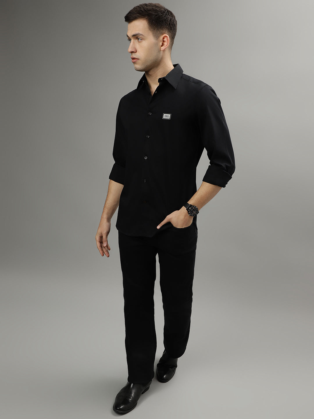 Iconic Black Fashion Slim Fit Shirt