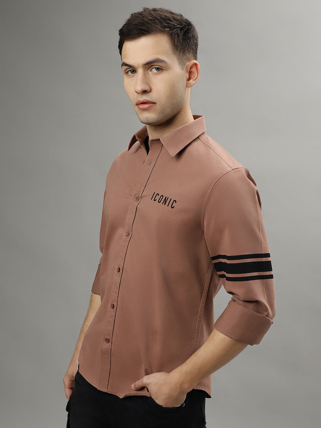 Iconic Dusty Pink Fashion Logo Regular Fit Shirt