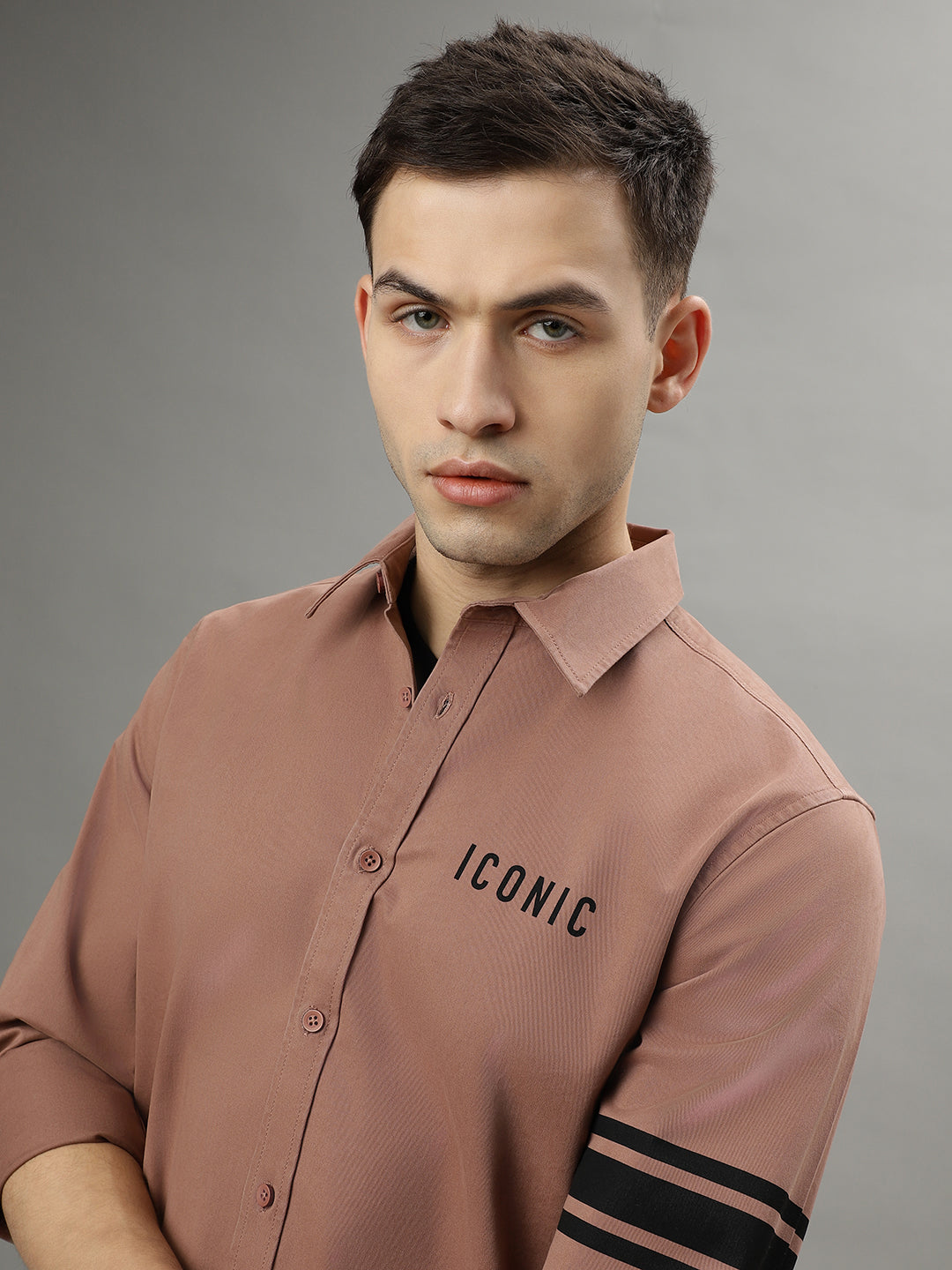 Iconic Dusty Pink Fashion Logo Regular Fit Shirt
