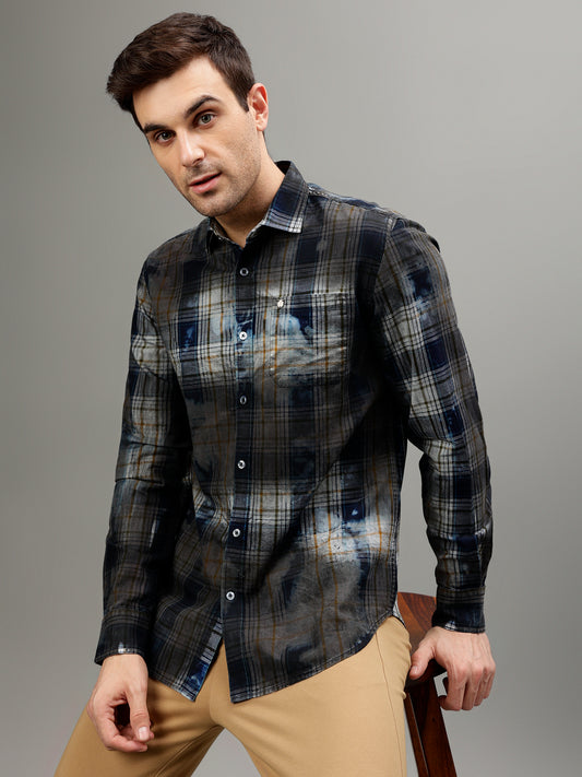 Iconic Multi Color Fashion Checked Regular Fit Shirt