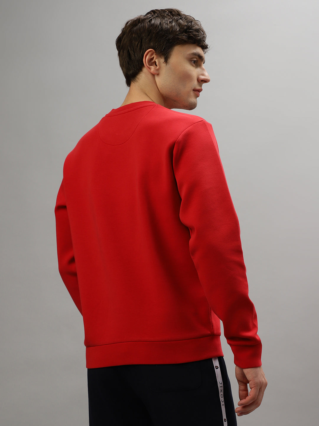 Iconic Men Embroidered Full Sleeves Round Neck Sweatshirt