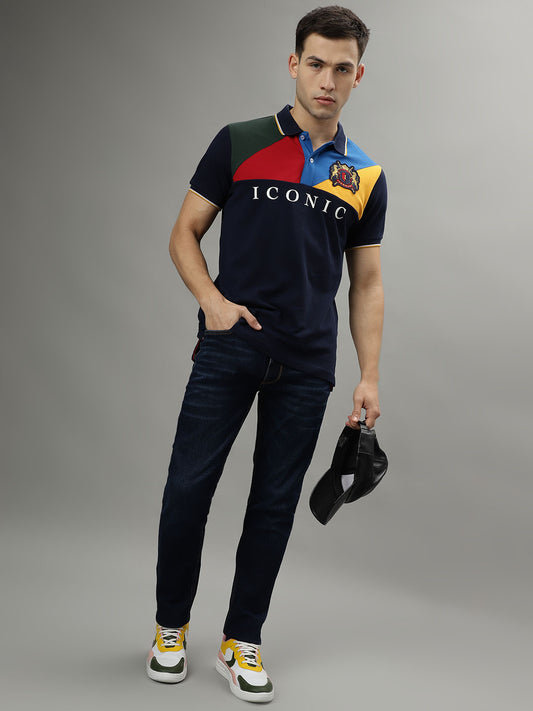 Iconic Multi Color Fashion Logo Regular Fit Polo T-Shirt