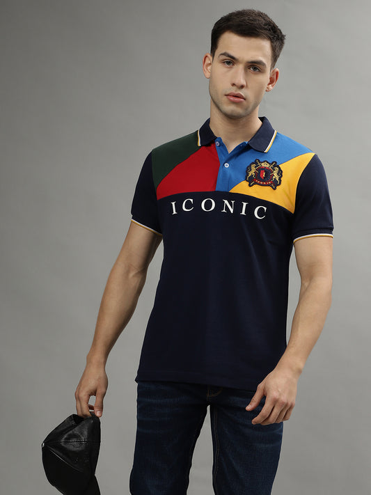Iconic Multi Color Fashion Logo Regular Fit Polo T-Shirt