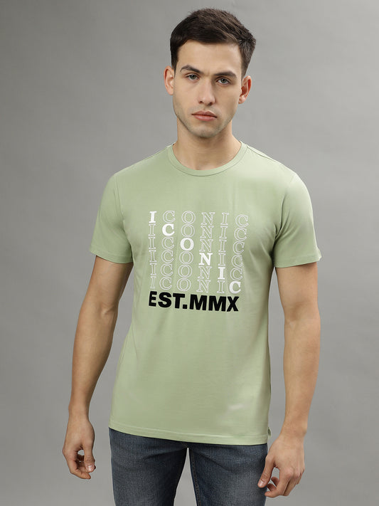 Iconic Mint Green Fashion Logo Regular Fit T-Shirt