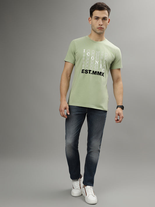 Iconic Mint Green Fashion Logo Regular Fit T-Shirt