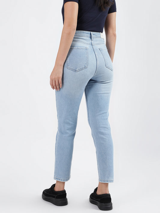 Iconic Women Blue Faded Slim Straight Fit Jeans