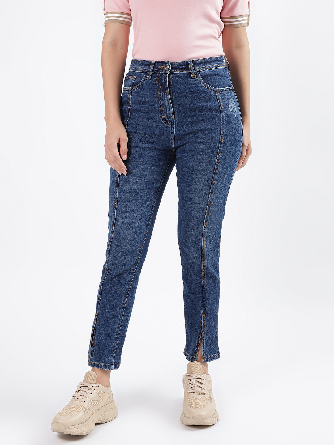 Shop Iconic Women Blue Faded Slim Fit Jeans Online – Iconic India