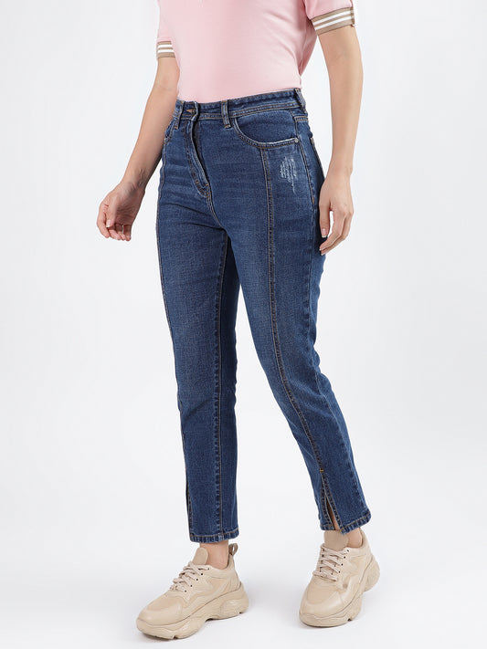 Iconic Women Blue Faded Slim Fit Jeans
