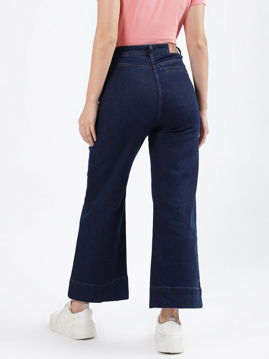 Iconic Women Blue Solid Flared Jeans