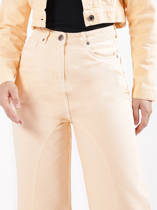 Iconic Women Orange Solid Flared Jeans
