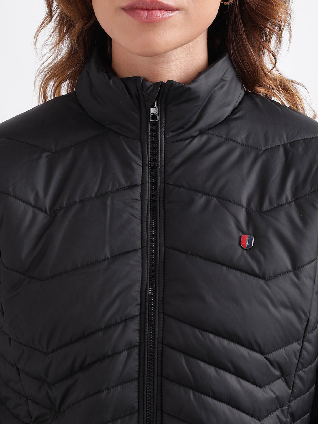 Iconic Women Solid Full Sleeves Stand Collar Jacket