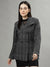 Iconic Women Black Checked Spread Collar Long Sleeves Overcoat