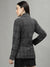Iconic Women Black Checked Spread Collar Long Sleeves Overcoat