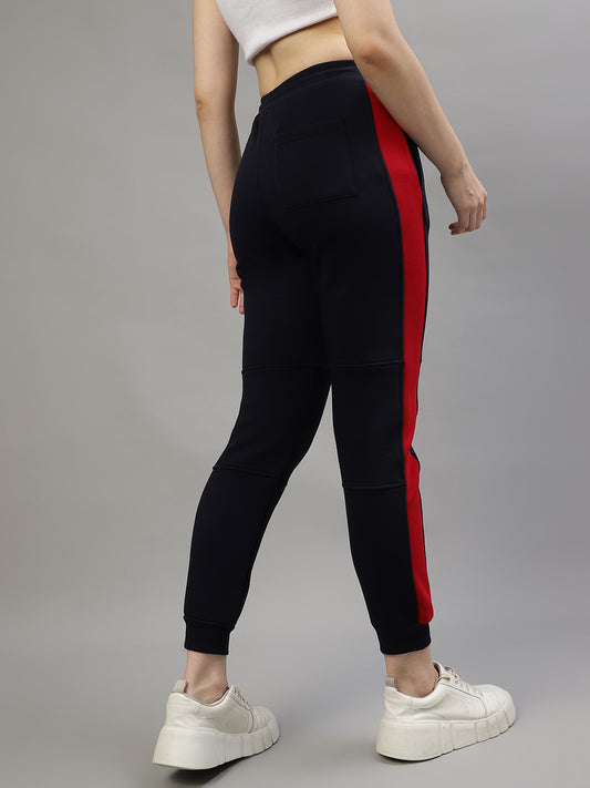 Iconic Women Navy Colorblocked Regular Fit Joggers Trackpants