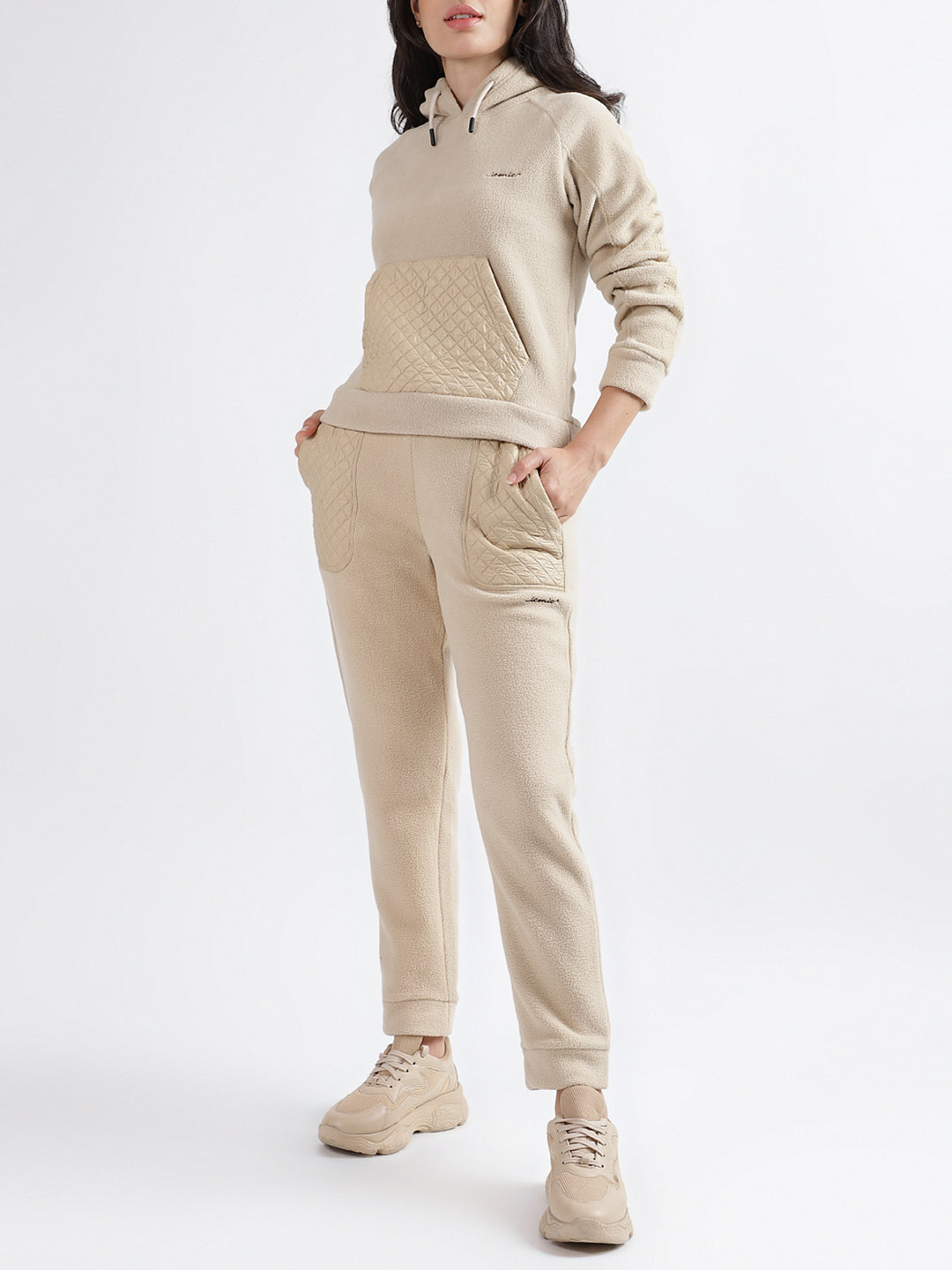 Iconic Women Beige Solid Regular Fit Sweatpant