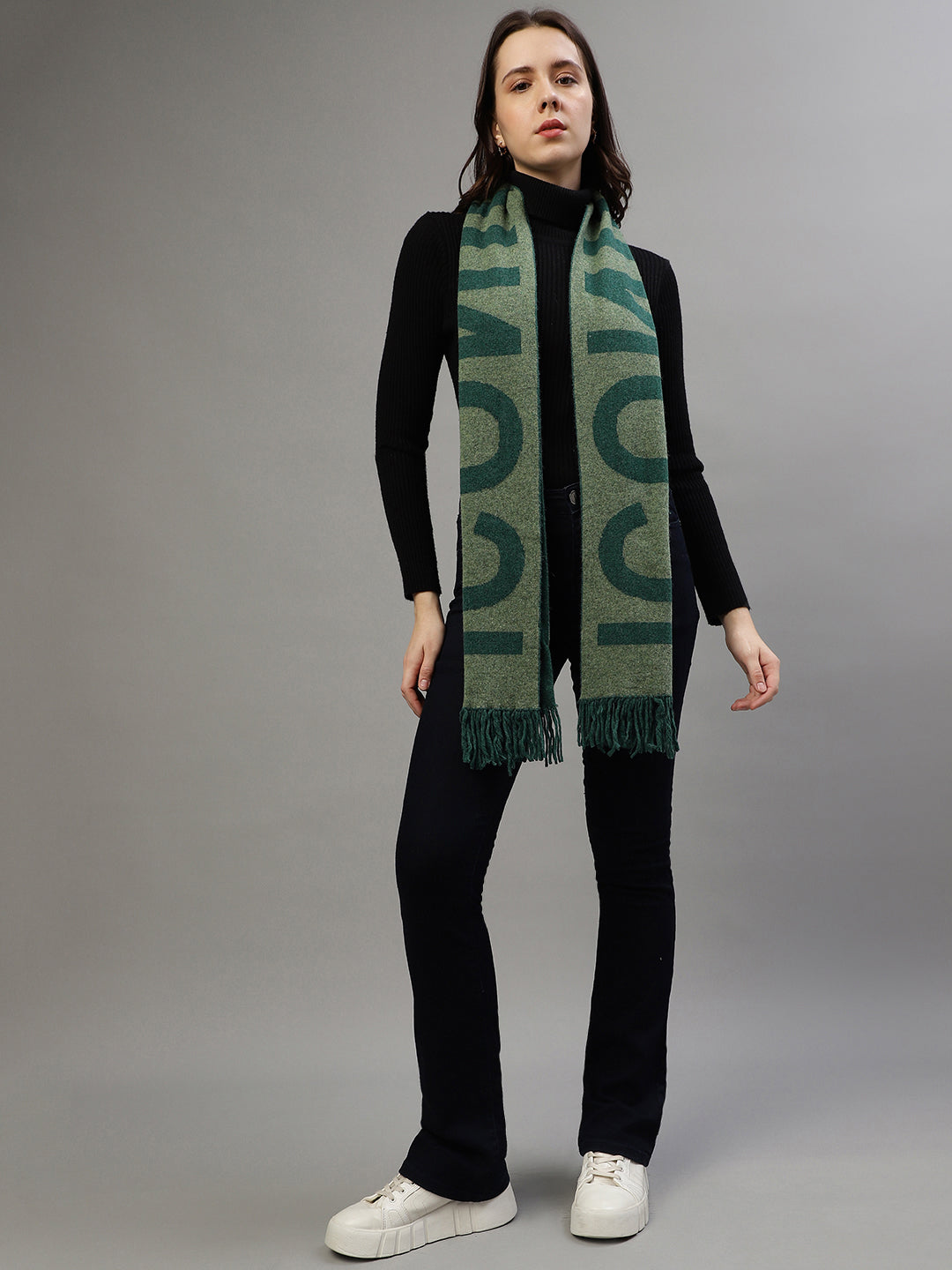 Iconic Women Green Self-Design Muffler