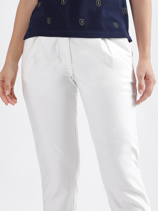 Iconic Women White Solid Regular Fit Trouser