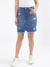 Iconic Women Blue Solid Slim Fit Skirt