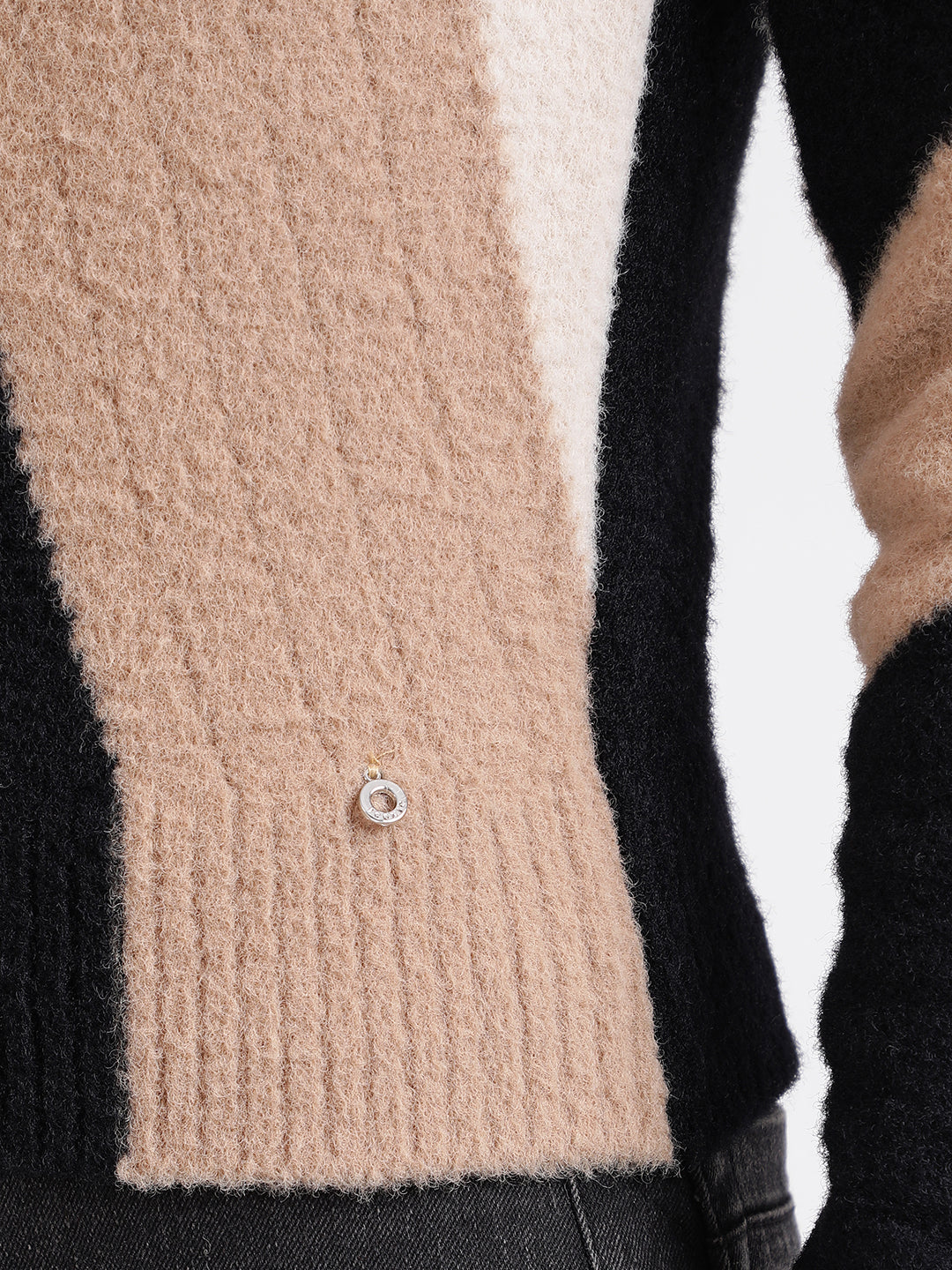 Iconic Women Colour blocked Full Sleeves Round Neck Sweater