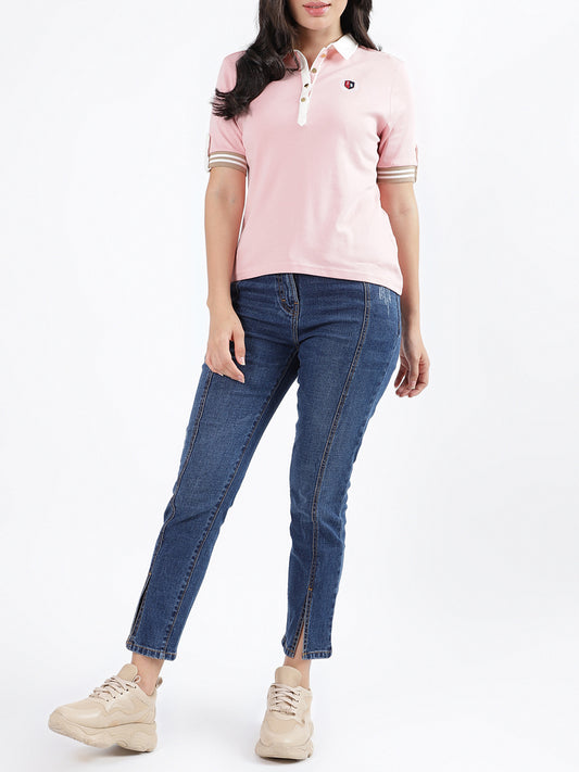Iconic Pink Fashion Regular Fit Polo T-Shirt