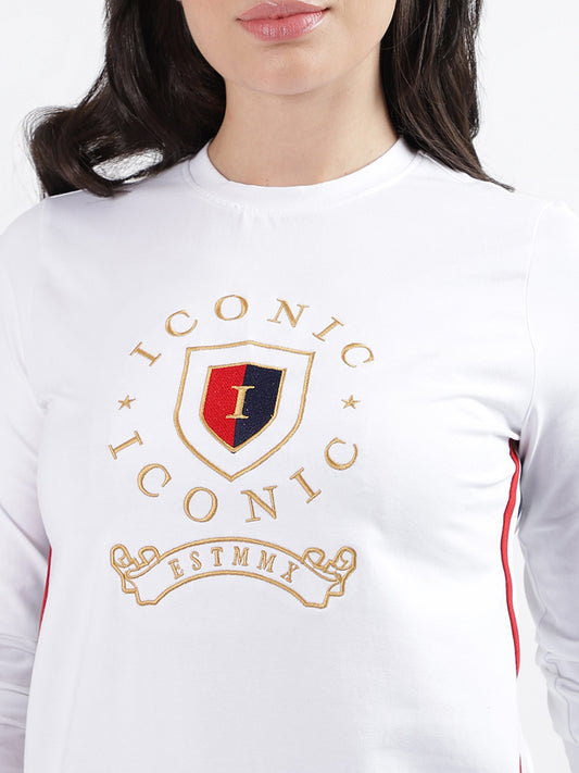 Iconic White Fashion Embroidery Regular Fit T-Shirt